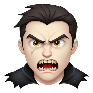 young angry man in profile view with fangs sticker