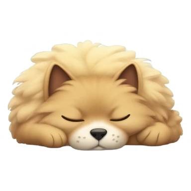 Please create an illustration of my pet in 2D animation style. It’s taking a nap in its favorite spot by the fire. sticker