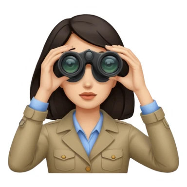 a woman with dark hair looking into binoculars sticker
