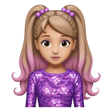 Ariana Grande with dark blonde hair, lavender pink sequin outfit sticker