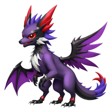 Shiny Noibat-Noivern-Mightyena-Silvally-Fakémon-hybrid-creature (full body)  sticker
