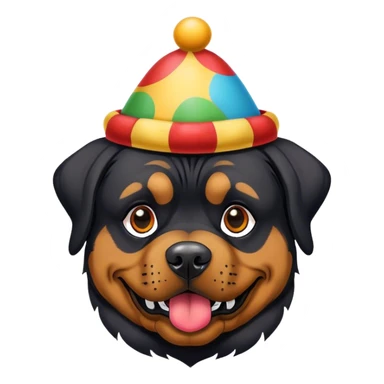 Rottweiler wearing a Clown hat. sticker