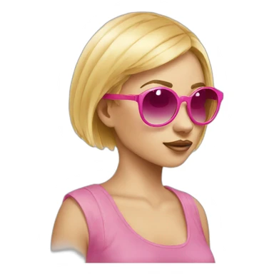 girl sunglasses blonde shorthair bubble-gum sticker