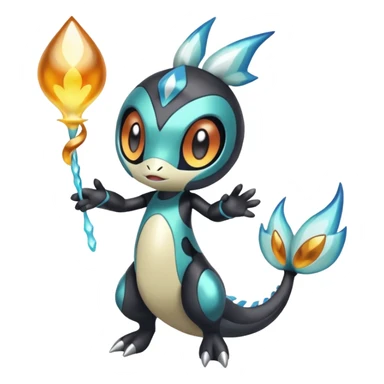 Splash-patterned emotional sparky sparky boom boom painful Meloetta-Guilmom-Salandit-Trico-Pokémon-Fakémon-fusion-hybrid-creature sticker