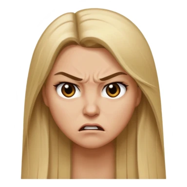 Mujer color de piel moreno claro, con cabello rubio largo, lacio y suelto, ojos negros, enojada  sticker