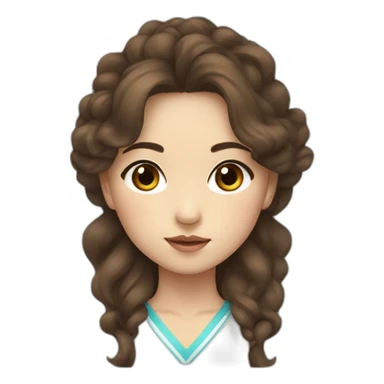 Kazakh girl with brown wavy hair, dark eyes and septum whose style was influenced by korea sticker