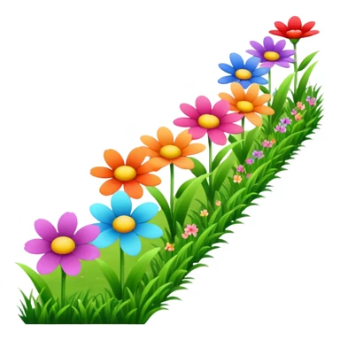 a row of flowers and grass extended far sticker