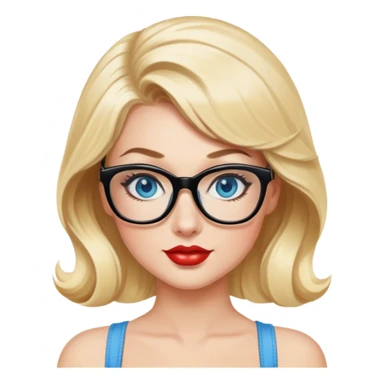 Pretty blonde pinup, with blue eyes, black glasses sticker