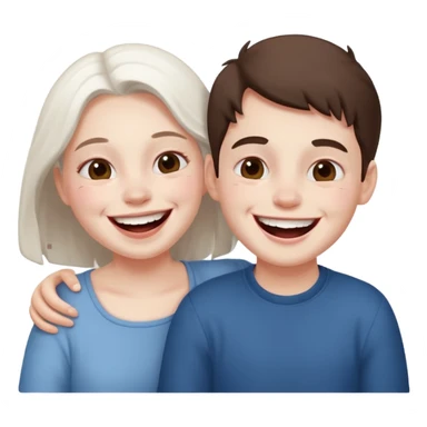 Sister brother laugh background white face white  sticker