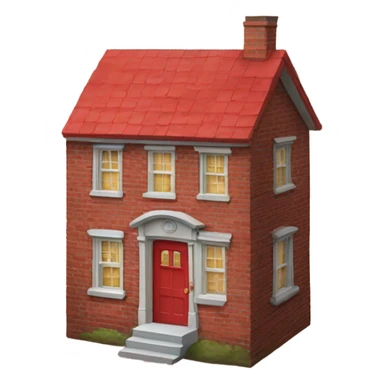 Small red brick house with a red door and one window  sticker