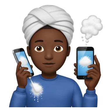 black man holding a phone with three lines of coke on it horizontally  sticker