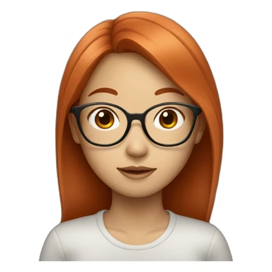Red haired Asian girl with glasses sticker
