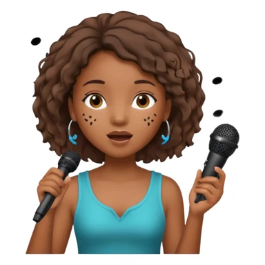 African American girl singing with microphone in her hand Abe music notes everywhere floating around sticker