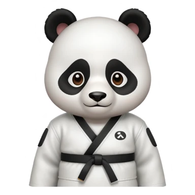 cute panda doing karate portrait, head and shoulders only, wearing white gi uniform, black belt visible, determined face, 3D cartoon, mobile game icon style, clean background, no text, no watermark
 sticker