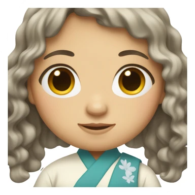 Japanese woman with long wavy hair sticker