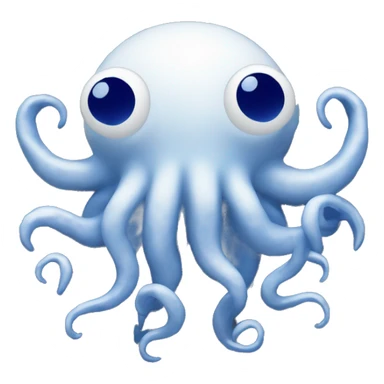 Obscured in darkness, a pair of large, glowing white eyes, and six tentacles, tinted a dark royal blue. sticker