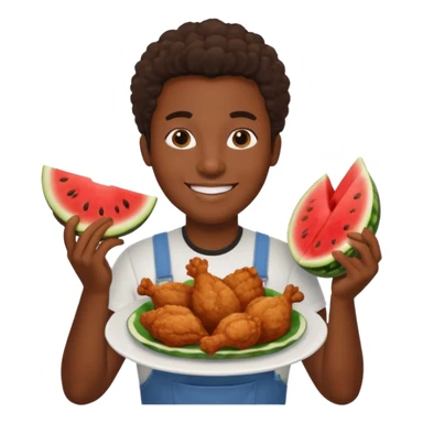 black person holding fried chicken and watermelon sticker