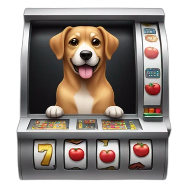 A dog playing a slot machine winning sticker