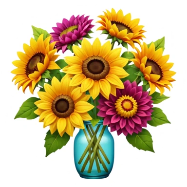 Sunflower and Dahlia bouquet  sticker