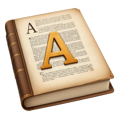 English dictionary book with letter A visible sticker