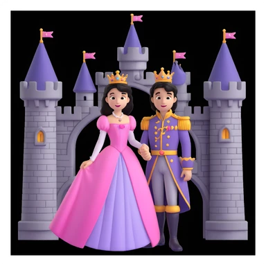 prince and princess disny dress close up photo in castle sticker