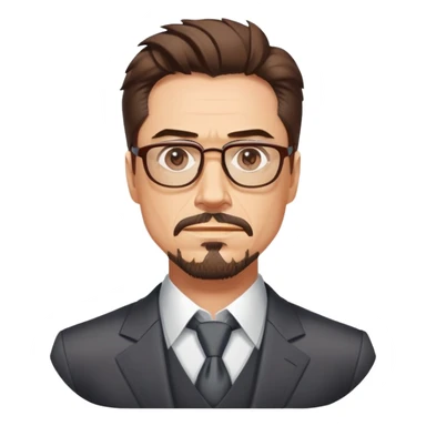 Tony Stark with glasses, goatee, and confident expression sticker