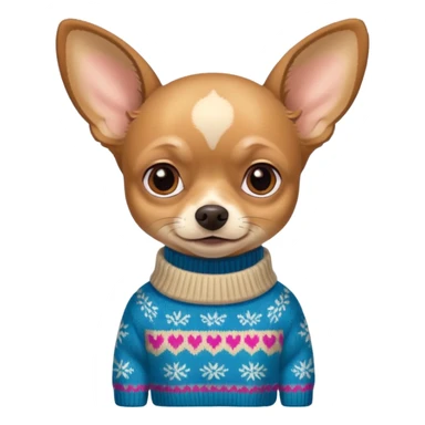 
 Standing all tan deer-head chihuahua wearing a sweater sticker