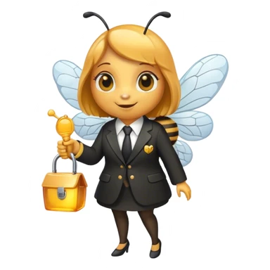 a bee in an office suit with keys in her hand.  sticker