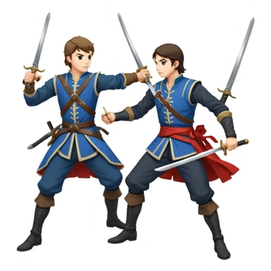 two men fighting a duel with swords sticker