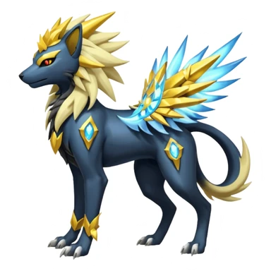 Solarpunk Solgaleo-Protogen-Manectric-Luxray-Fakémon-fusion-animal-creature, full body  sticker