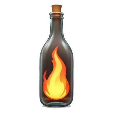 Glass bottle with fire out of spout sticker