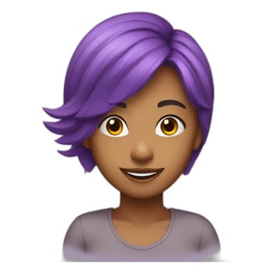 A girl imogi with purple hair smiling sticker