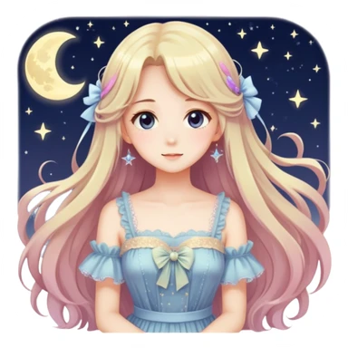 Pastel warm-colored romantic vintage gorgeous beautiful lush sensual sweet cute anime sparkly Moonlight date sticker
