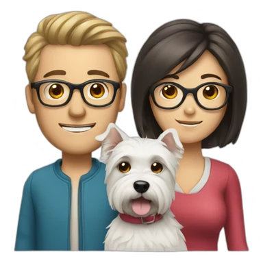 Man with glasses anda woman with a westie dog girl sticker