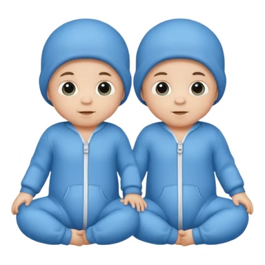 Twin baby boys with blue onesies on sticker
