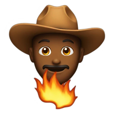 cowboy with a hat made out of fire sticker