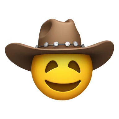 A 3D smiley face with a 3D cowboy hat on top of its head  sticker