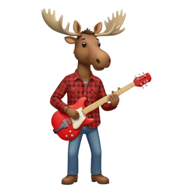  A man with the head of a moose playing a red electric guitar in Alaska sticker