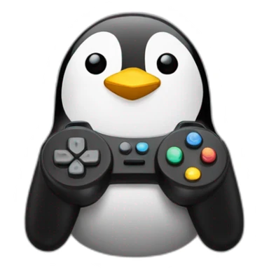 Pingouin avec une manette de jeux vidéos dans les mains sticker