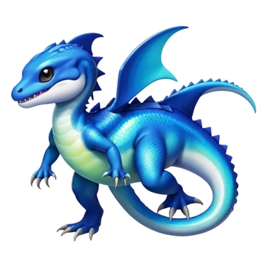 white blacks colorful gradient shiny glossy Fakémon-Digimon-orca-reptile-dragon-lizard-creature-hybrid (full body) sticker