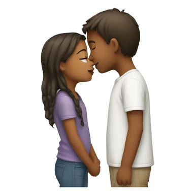 Girl giving boy a kiss sticker