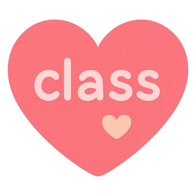 red heart with the inscription 'class' inside, playful style sticker