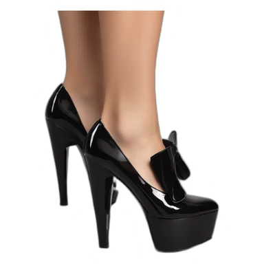 One Black Patent Leather Daffodile Platform Heels sticker