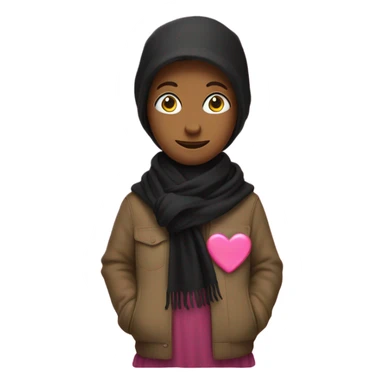 woodstock wearing a black scarf with pink heart print on the scarf sticker