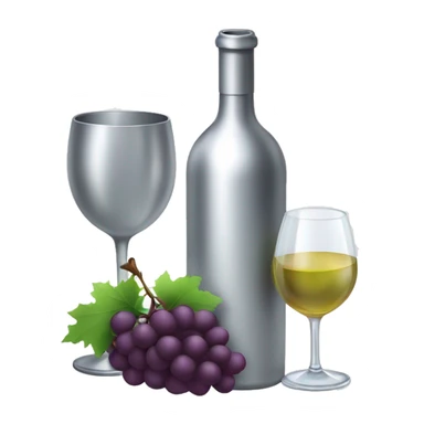 Silver wine bottle and wine glas filled with withe wine sticker