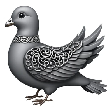Black and silver filigree dove, 3D, extremely detailed design should face to the right side sticker