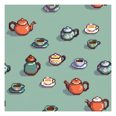 Traditional Chinese tea ceremony with teapot, cups, and person serving tea sticker