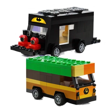 Lego Batman and Scooby and Darth Vader 1790 horseless motorized caravan  sticker