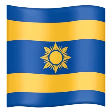flag of the Republic of Buryatia, top half blue, next quarter white, bottom quarter yellow, with a yellow soyombo symbol in the upper left sticker
