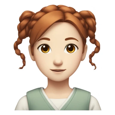 Japanese anime-inspired young girl with red brown hair tied in a ponytail and mesmerizing blue eyes sticker
